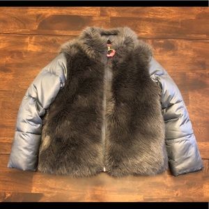 J. Crew crewcuts grey fur/puffer sleeve coat